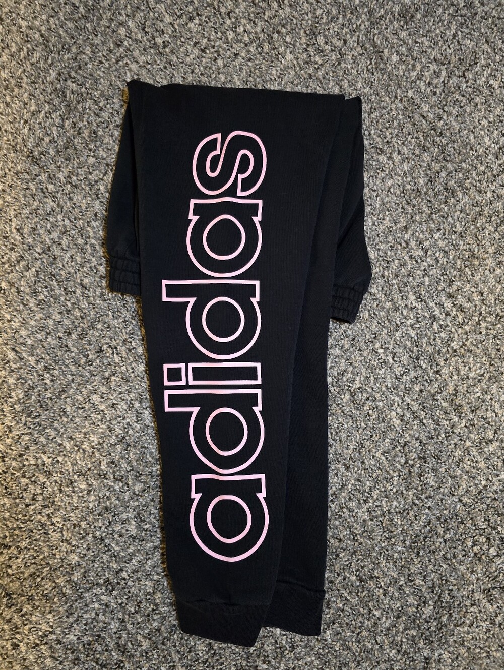 adidas Black Joggers with Pink Logo Lettering